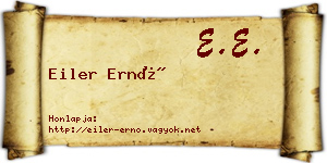 Eiler Ernő névjegykártya
